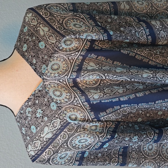 J JILL Women's Poncho Kimono Paisley Print Orange & Blue One Size - Picture 6 of 10